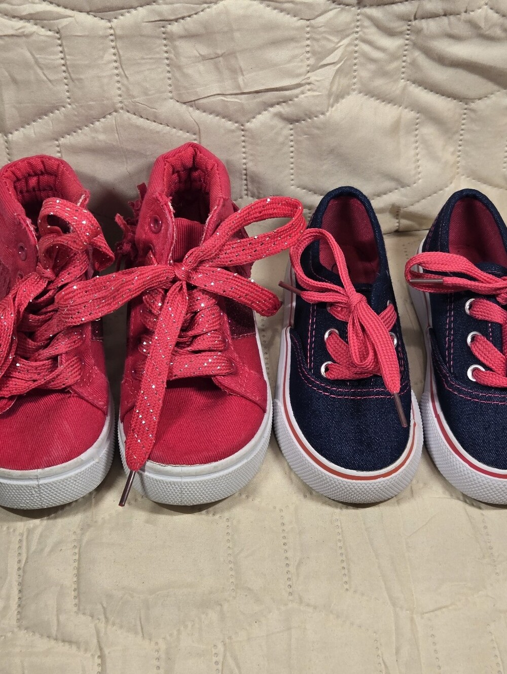 Kidgets Toddler Sneakers Sz 7- 2 Pair Bundle- Pink Hightops & Blue Denim Low-top